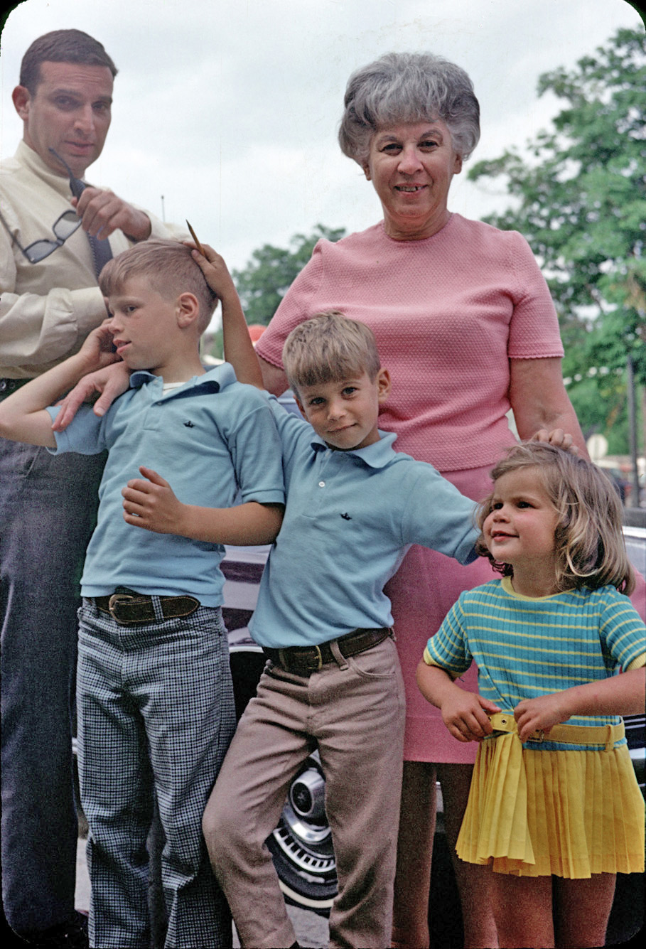 Larry Govin, kids and Fanny Supovitz June 1969